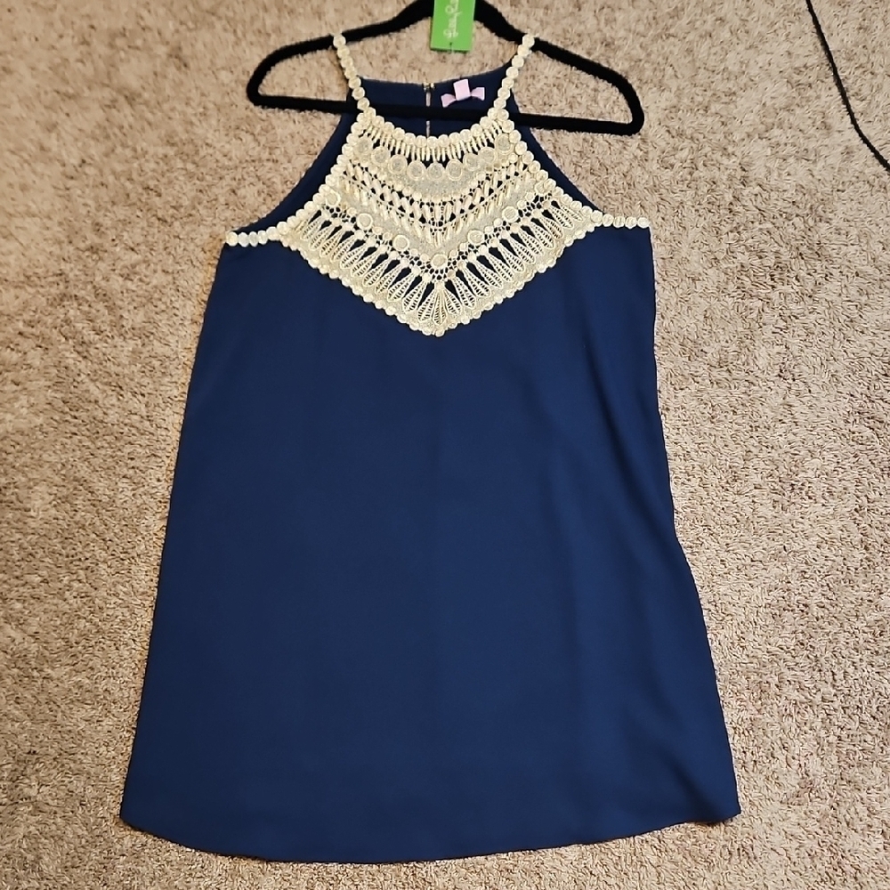 Lilly Pulitzer Pearl Soft Shift Dress In True Navy - Picture 3 of 11